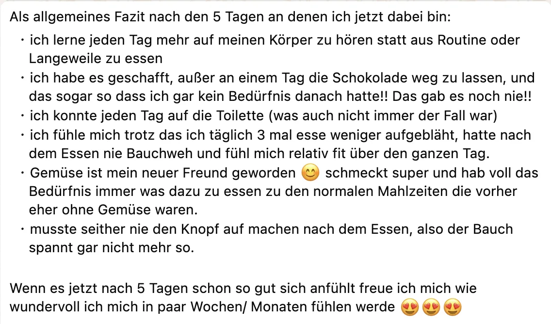 Nachricht einer Kundin