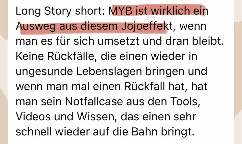 Nachricht einer Kundin