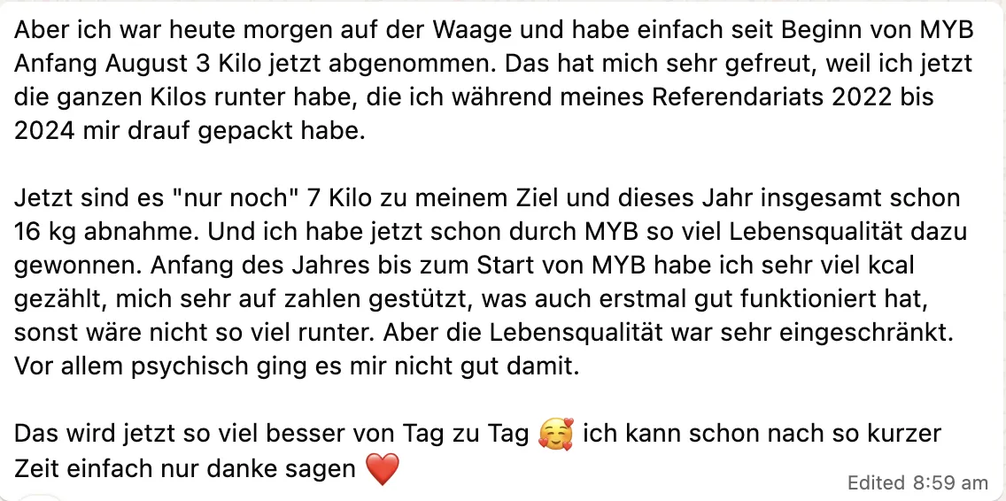 Nachricht einer Kundin